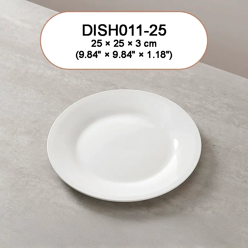 縮圖：DISH011 - White Ceramic Flat Plate – Shallow Dish for Everyday Dining