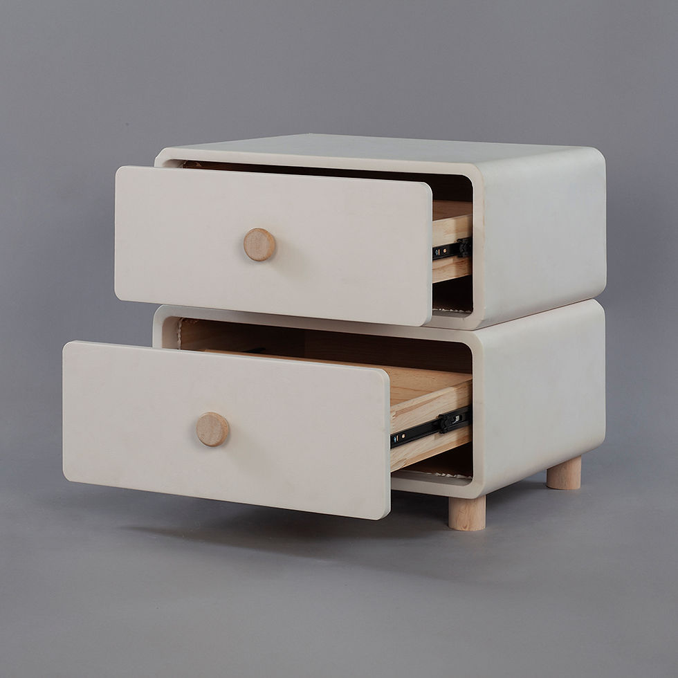 サムネイル： CBD020 - Cream Air Bedside Cabinet Nightstand with Two Storage