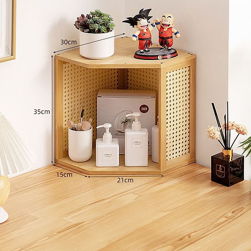 Corner Stackable Storage CSR003 - Stackable Corner Desktop Shelf Organizer with Rattan-Style ...