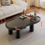 Thumbnail: EDB046 - Modern Irregular Glass Coffee Table with Leather-Wrapped Edge