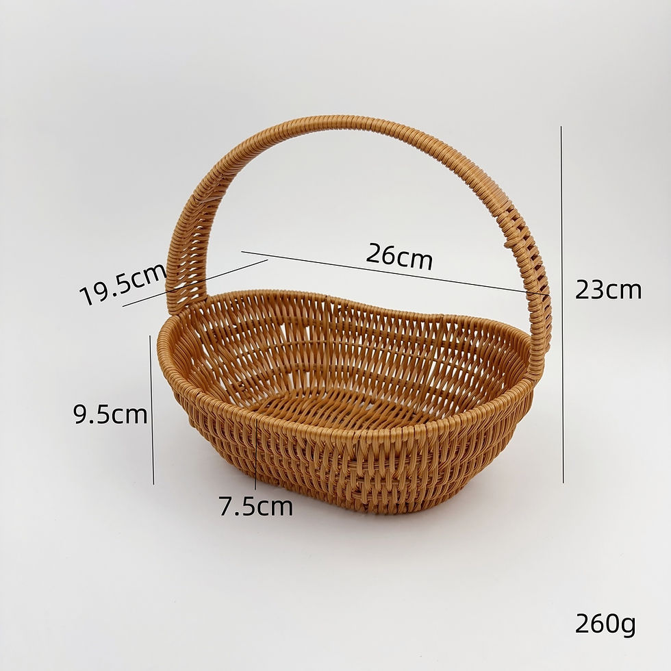 Miniature : BAS004 - Oval Handwoven Rattan-Style Basket with Thick Handle