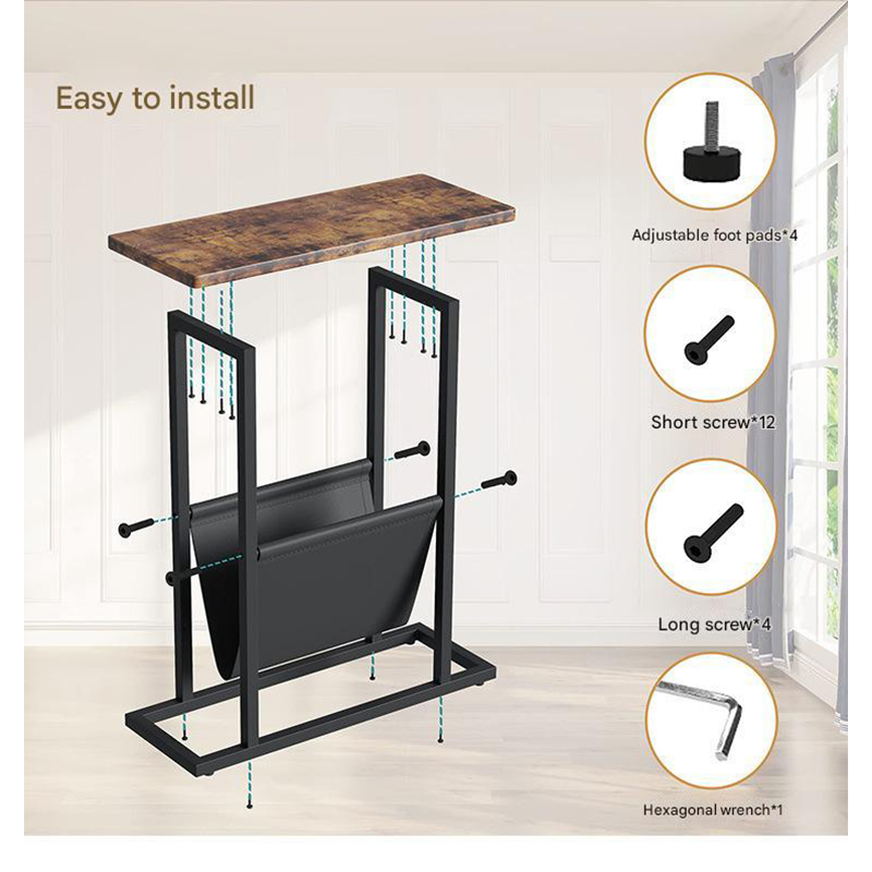 サムネイル： EDB043 - Narrow End Table, Small Slim Side Table with Magazine Holder