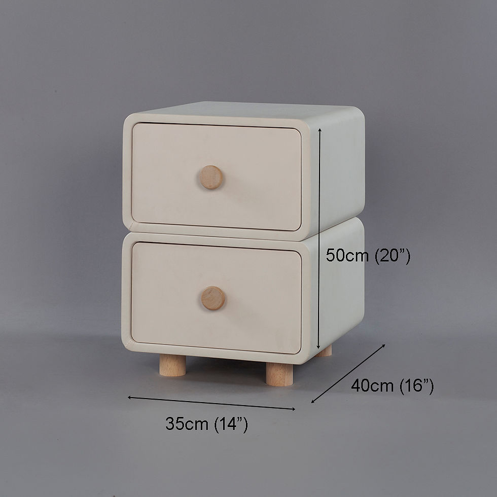 サムネイル： CBD020 - Cream Air Bedside Cabinet Nightstand with Two Storage