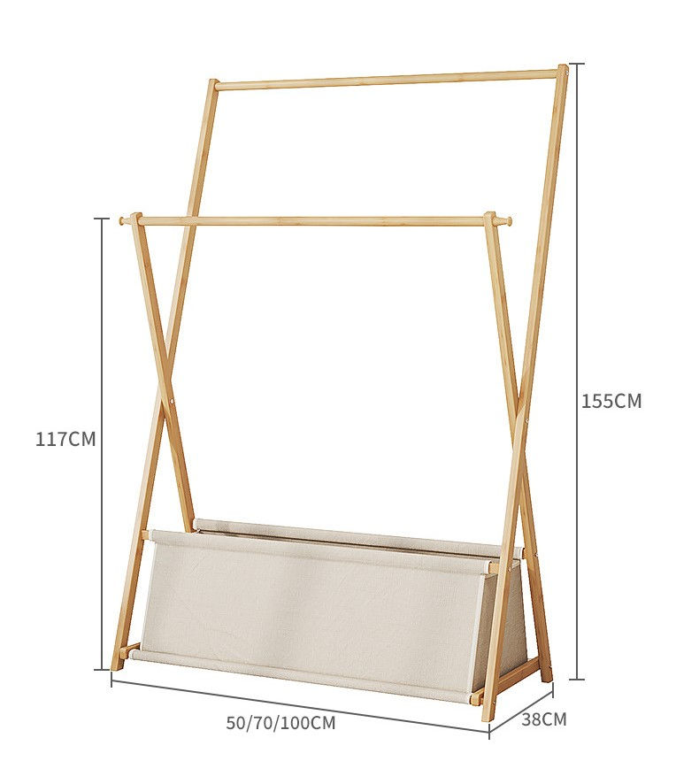 Miniature : CC016 - Double-layer portable clothes rack with Cloth Storage Basket