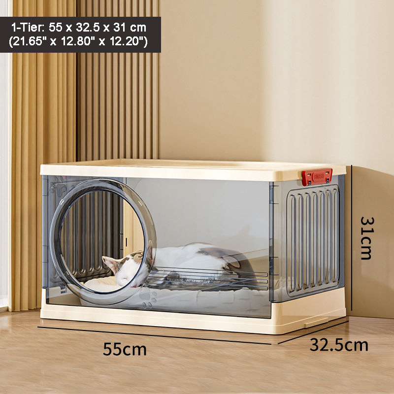 섬네일: BS043 - Multifunctional Cozy Cat House with Storage Cabinet