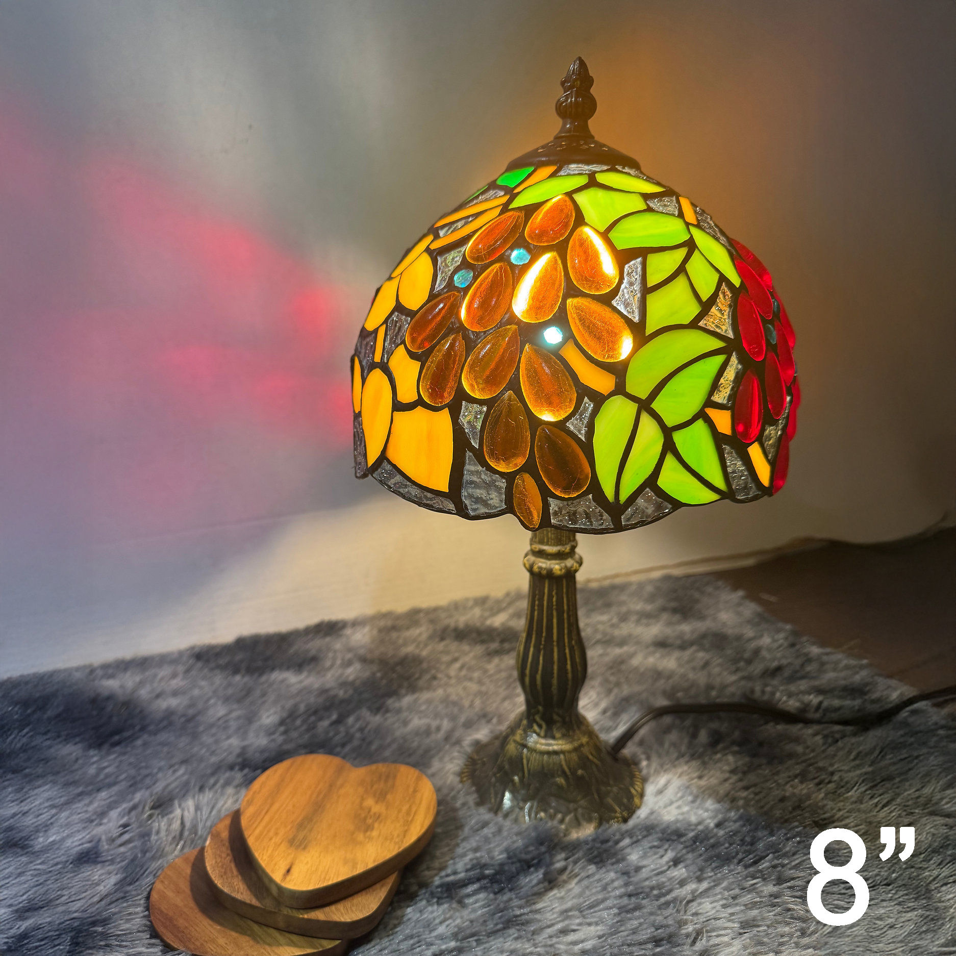 TL003 - Tiffany Table Lamp - Green Leaf