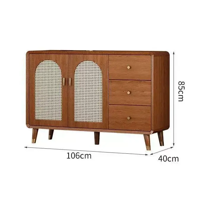Thumbnail: WCK019 - Multi-Functional Storage Cabinet with Faux Rattan Doors and Drawers