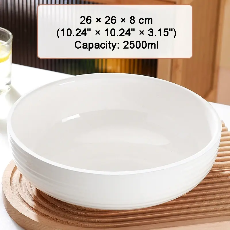 サムネイル： BOWL014 - White Ceramic Large Bowl – Classic Soup Bowl for Everyday Dining