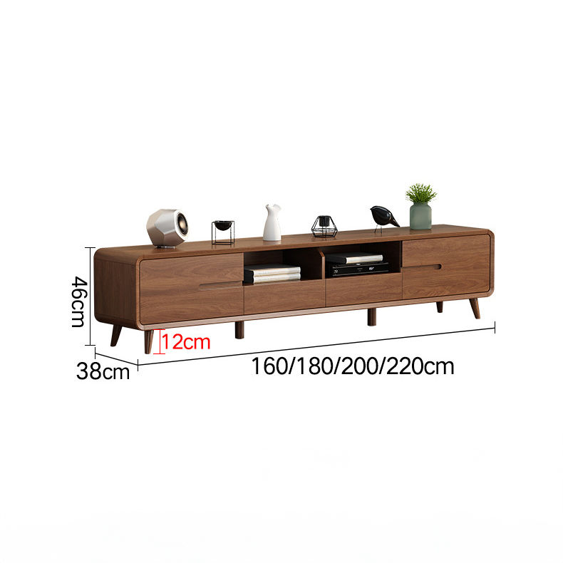 縮圖：TV011 - Natural Wood-Style TV Stand with Drawers and Open Storage