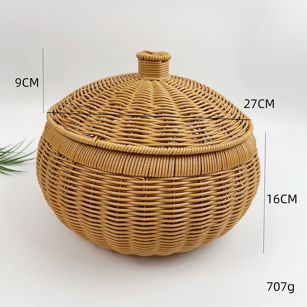 Thumbnail: BAS008 - Natural Handwoven Rattan Basket with Lid