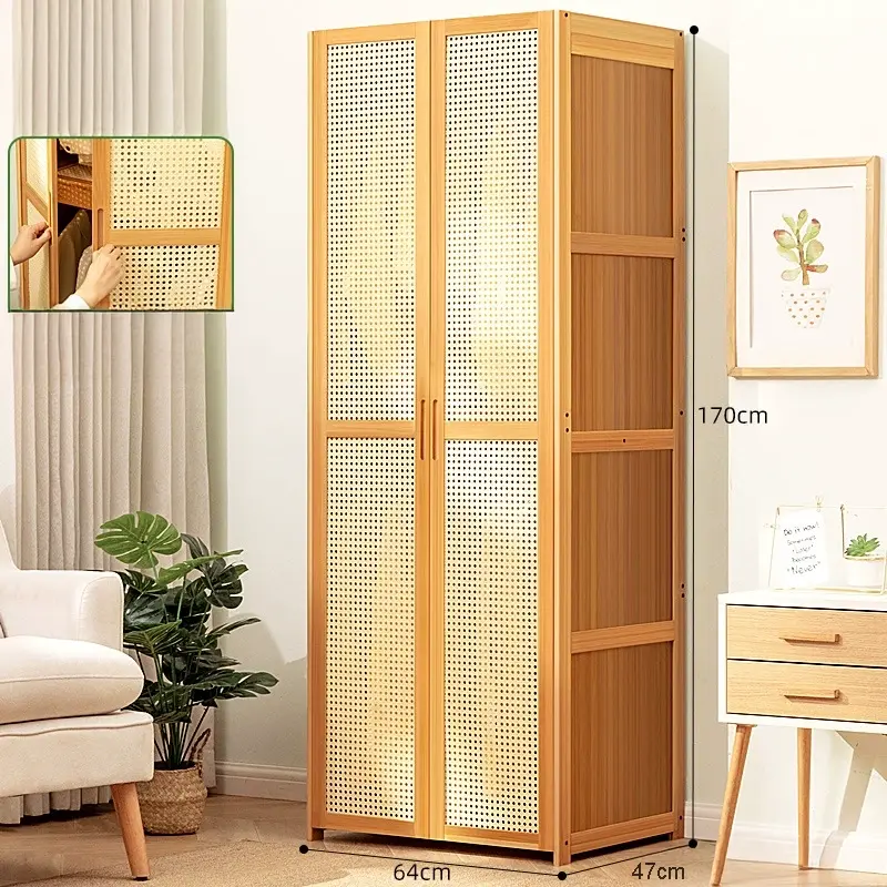 Thumbnail: CC055 - Multi-Functional Bamboo Wardrobe – Mesh Door Closet
