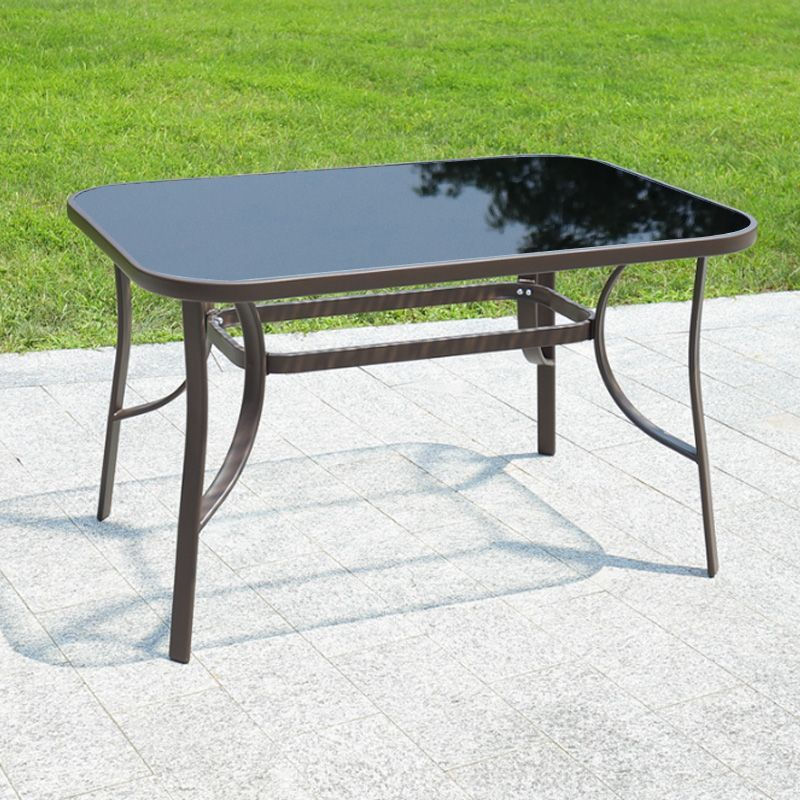 섬네일: ODS006 - Outdoor Black Rectangular Patio Table with Glass Tabletop