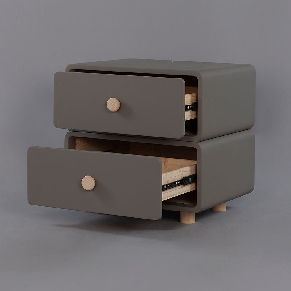 サムネイル： CBD020 - Cream Air Bedside Cabinet Nightstand with Two Storage