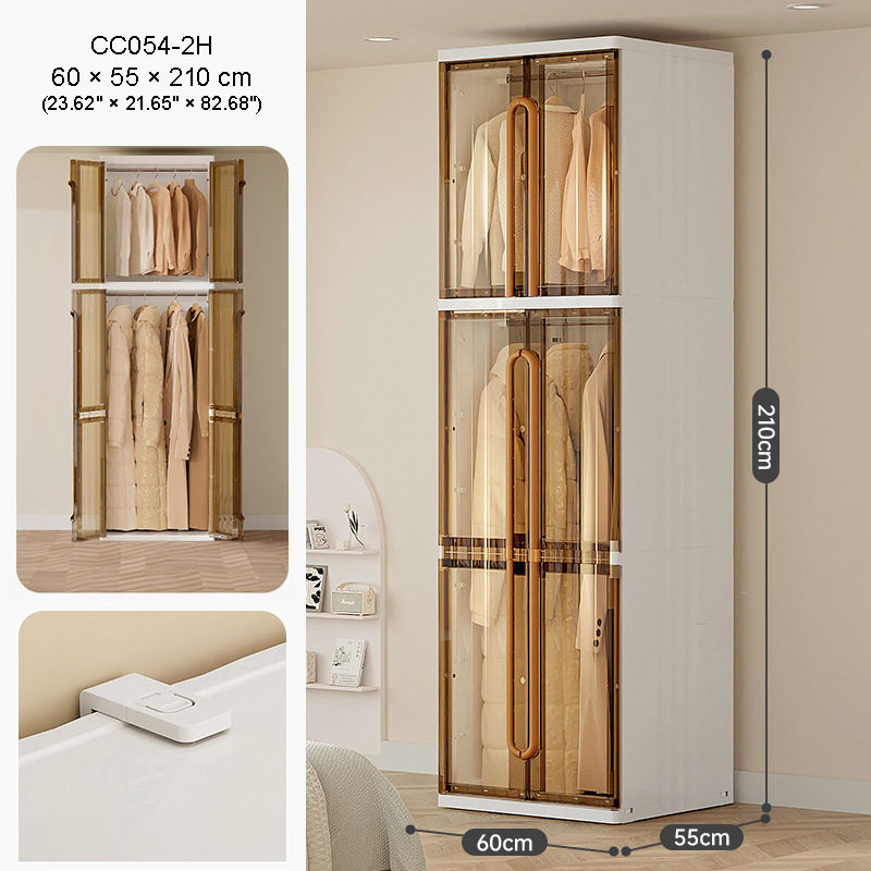 縮圖：CC054 - Multi-Layer Plastic Wardrobe Closet – Modular Hanging & Storage Cabinet