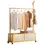 サムネイル： WH016 - Bamboo Rolling Clothes Rack with Mesh Basket – Multi-Functional Storage
