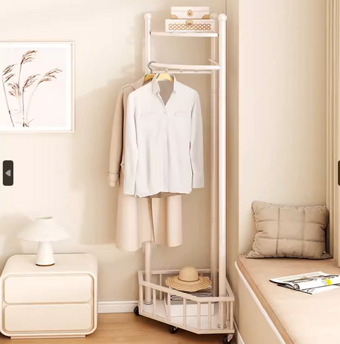 WH010 - Movable Cream Style Floor-Standing Corner Clothes Rack | Pro ...