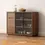 Thumbnail: WCK021 - Modern Walnut Cabinet with Ribbed Glass Doors