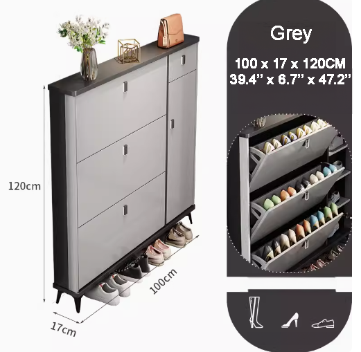 Miniature : SOCE041 - Slim Entryway Shoe Cabinet with Flip Storage