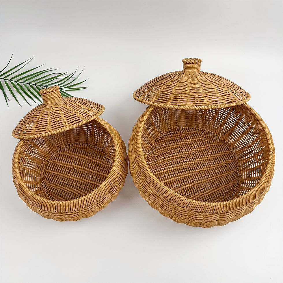 섬네일: BAS008 - Natural Handwoven Rattan Basket with Lid
