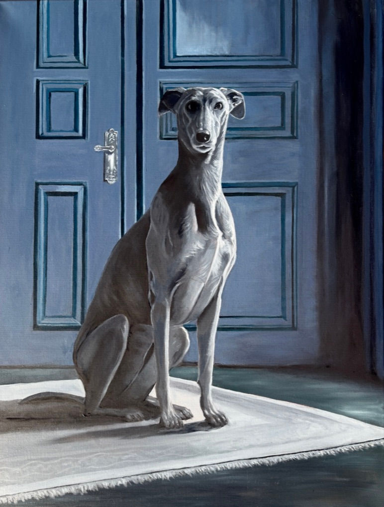 Greyhound - The Guardian — oil painting print by Jeff Williams | River Horse Art Gallery