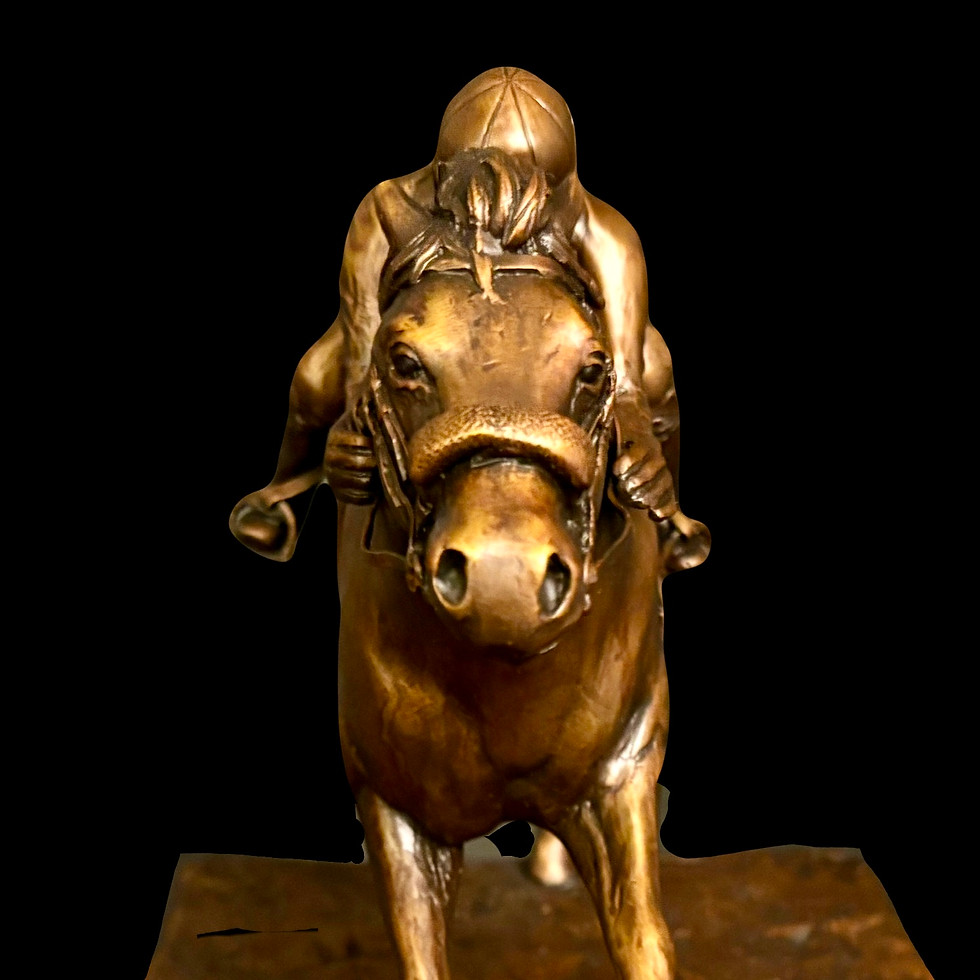 Home Stretch — original western bronze horse racing sculpture by Jeff Williams | River Horse Art Gallery