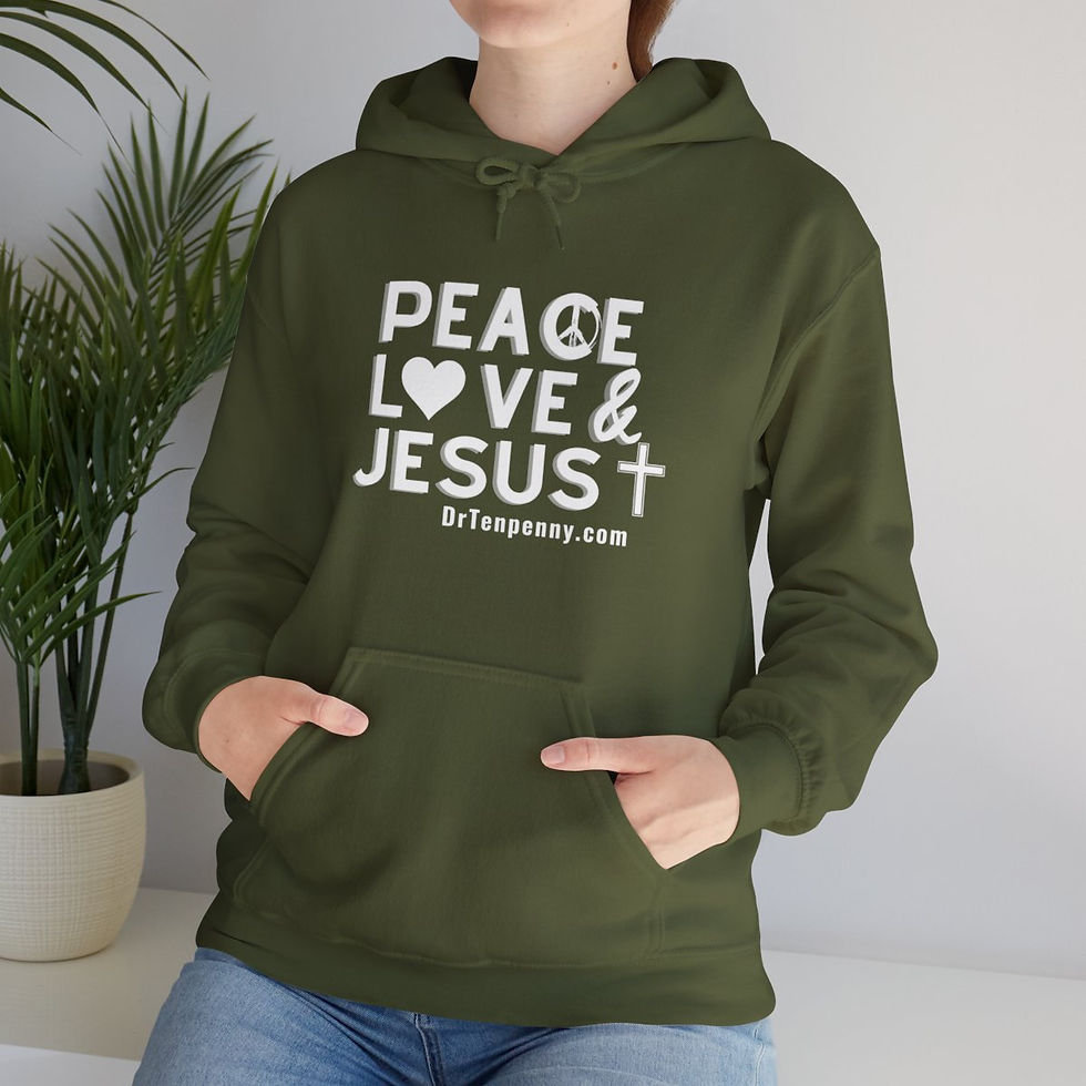 Thumbnail: Peace, Love and Jesus Hooded Sweatshirt