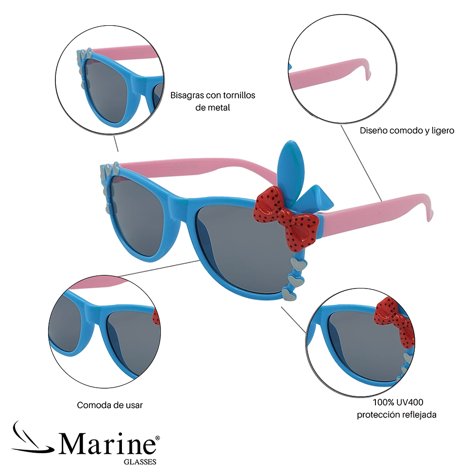 Miniatura: Lentes para niña moño azul