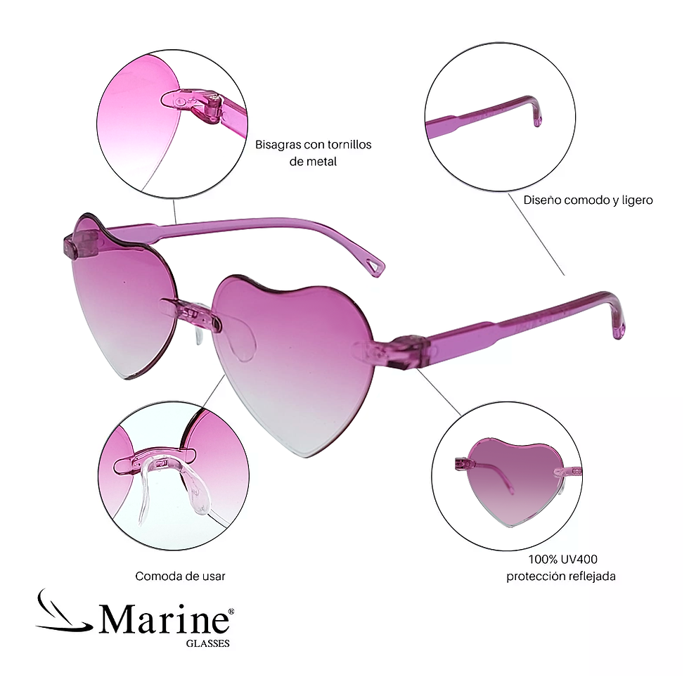 Miniatura: Lentes de corazón niña azules fucsia