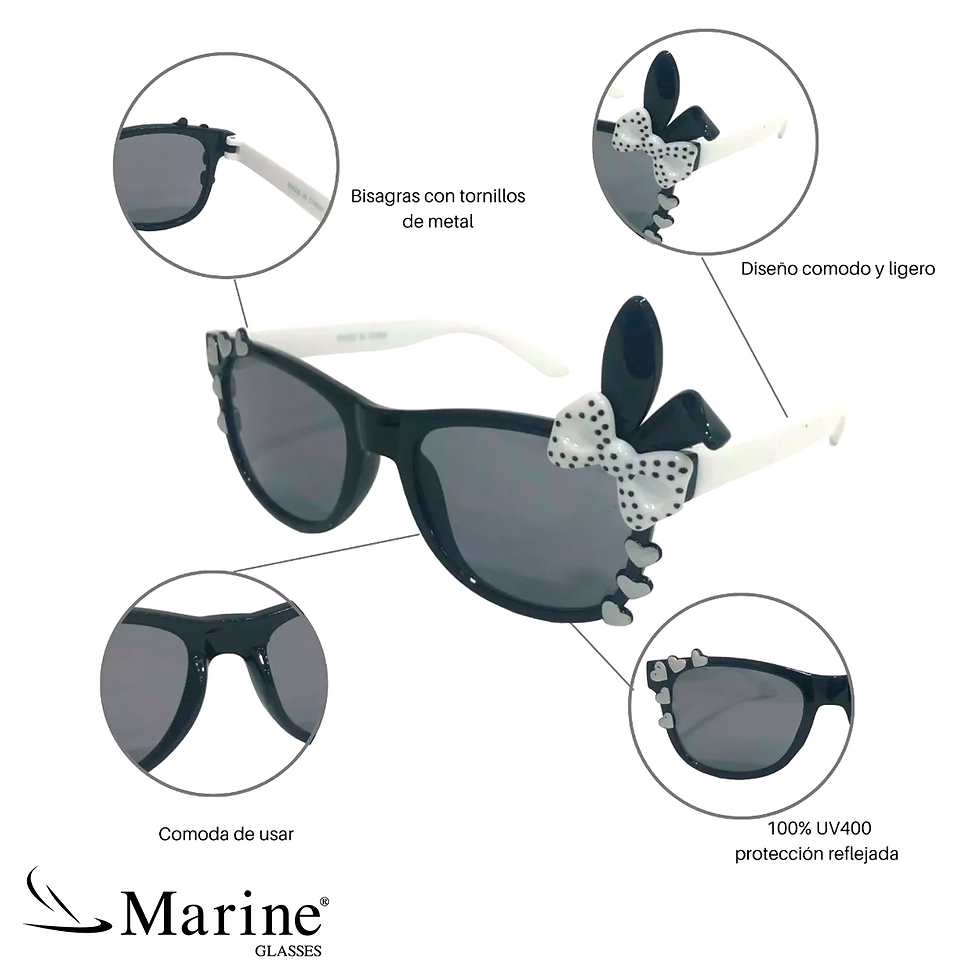 Miniatura: Lentes para niña moño negro