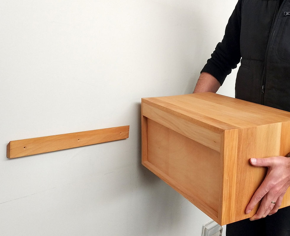 Thumbnail: Minimalist Floating TV Stand: Solid Beech Wood Media Console