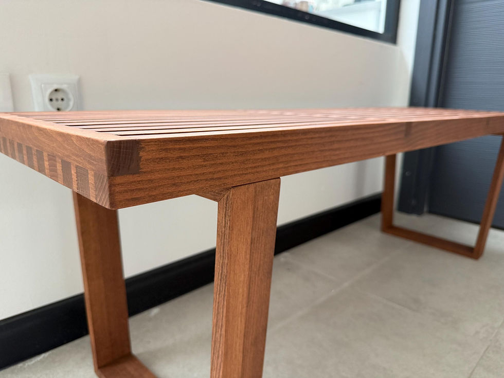 Thumbnail: Custom Solid Beech Wood Slatted Bench: Made To Order Seating