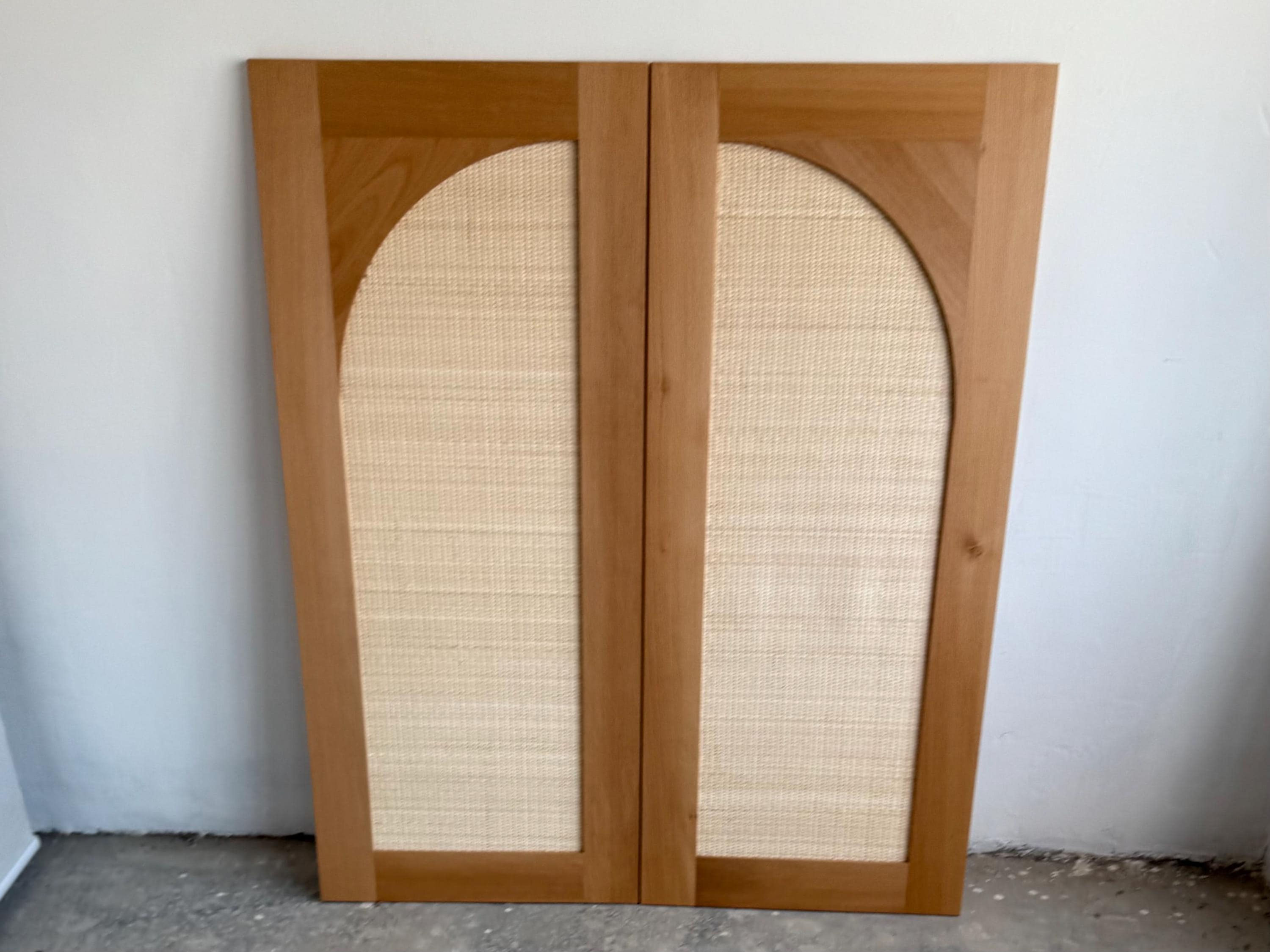 Custom Arched Rattan Closet Door with Cane Webbing, Various Opening Options