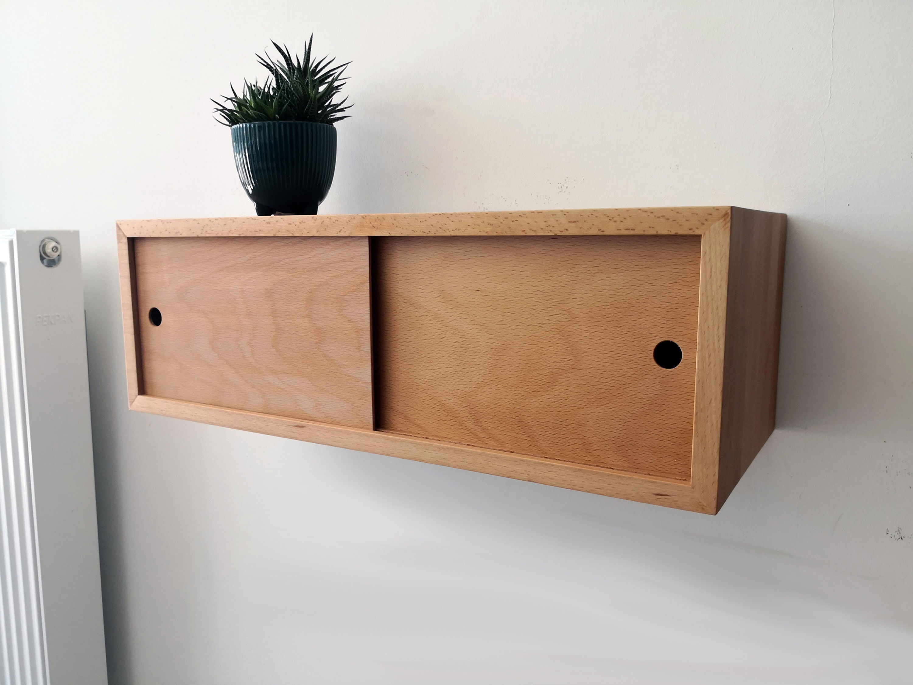 Custom Size Solid Beech Wood Entryway Console Table - Floating Design
