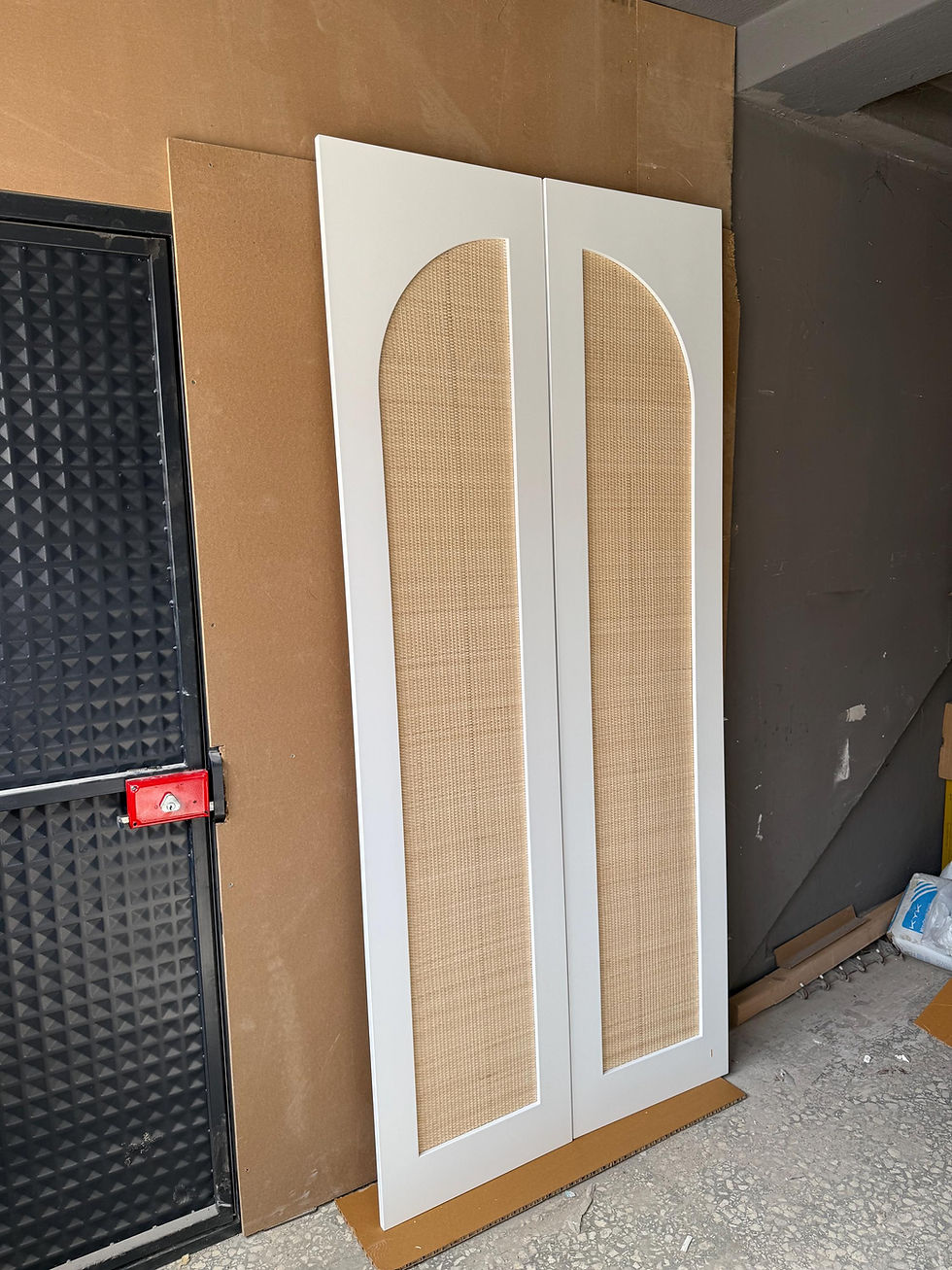 Thumbnail: Custom size Arched Rattan Closet Door, Cane Webbing Cabinet Cover, Made to Or...