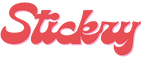 Stickzy logo – curated Asian lifestyle goods brand in coral‑pink retro script