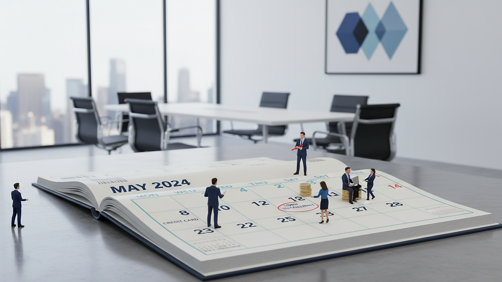 Close-up view of a calendar with payment due dates marked