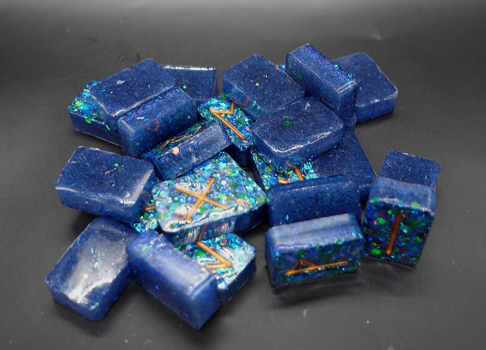 27 piece turquoise resin glitter elder futhark runes set