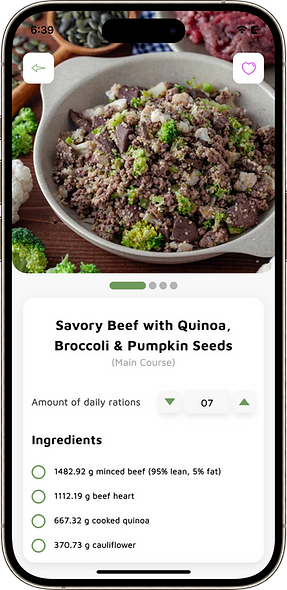 Phone screen shows a personalized dog profile setup with name, weight, neuter status