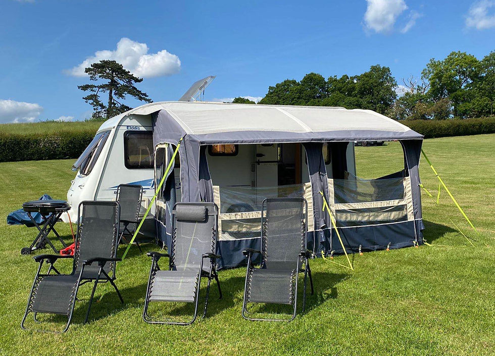 Our touring caravan set up through Camplify