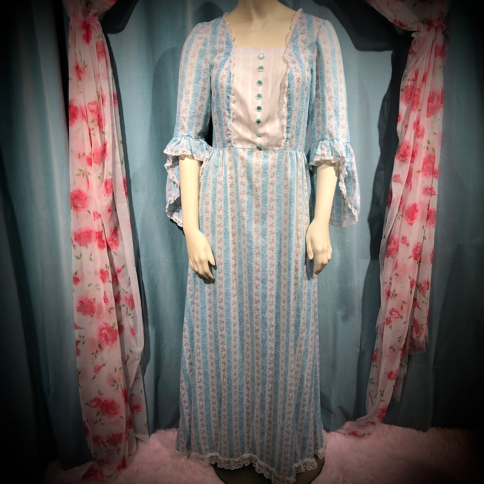Thumbnail: Blue Striped Floral Prairie Dress