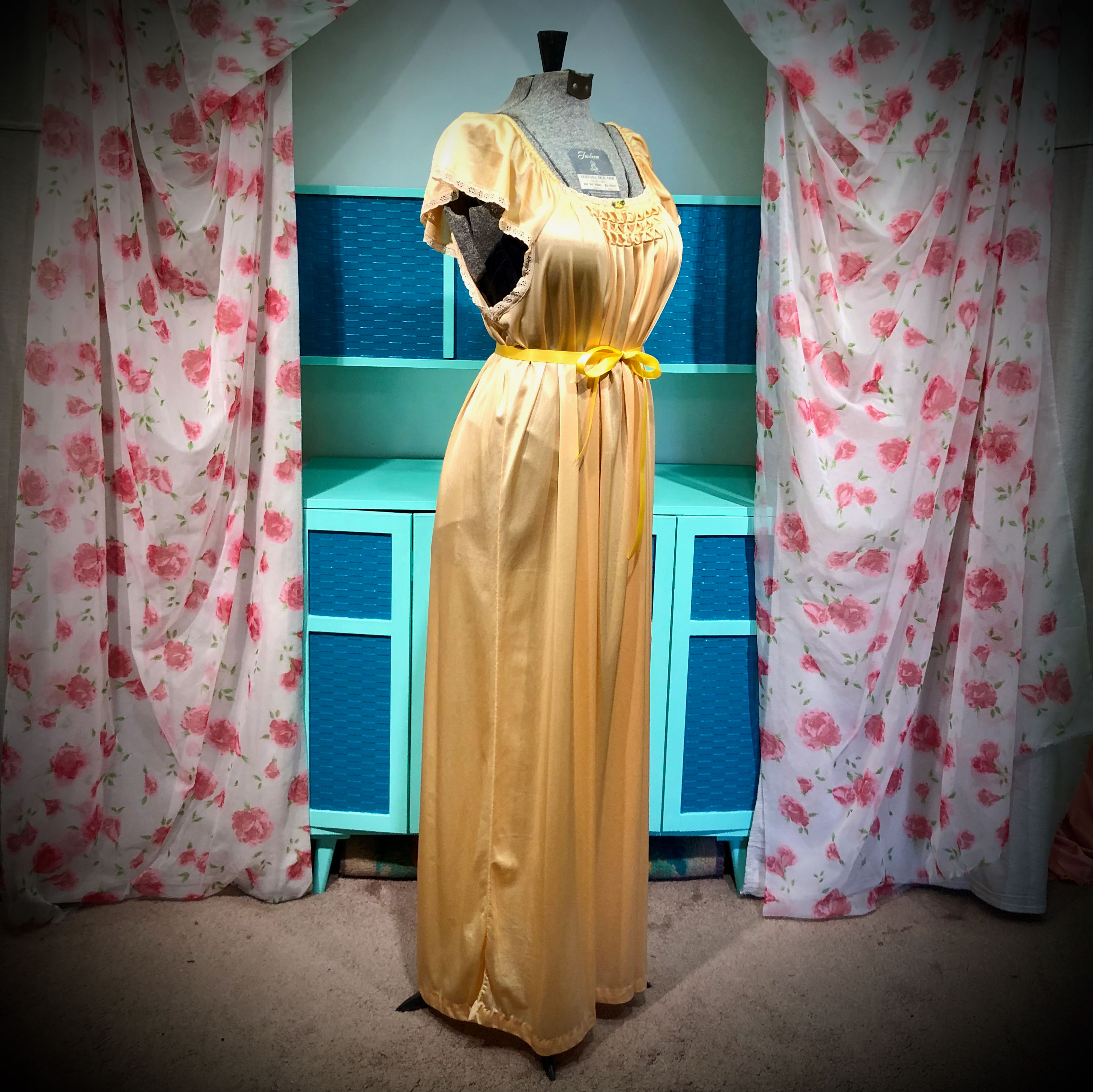 Golden Peach Goddess 1960's Night Gown.