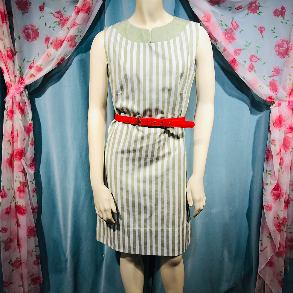 Thumbnail: Mint Green Stripped Dress Suit Set 