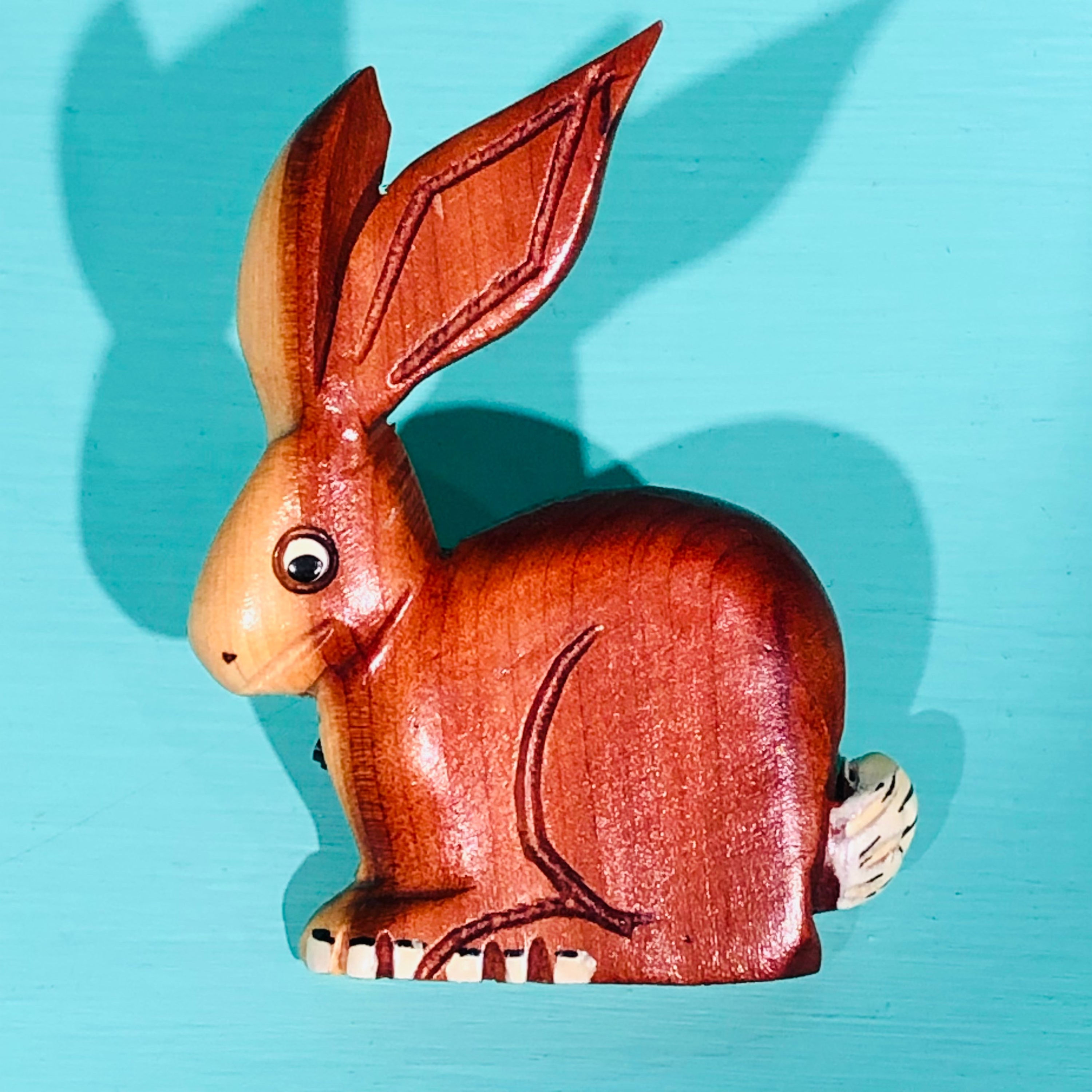 Wooden Bunny Brooch