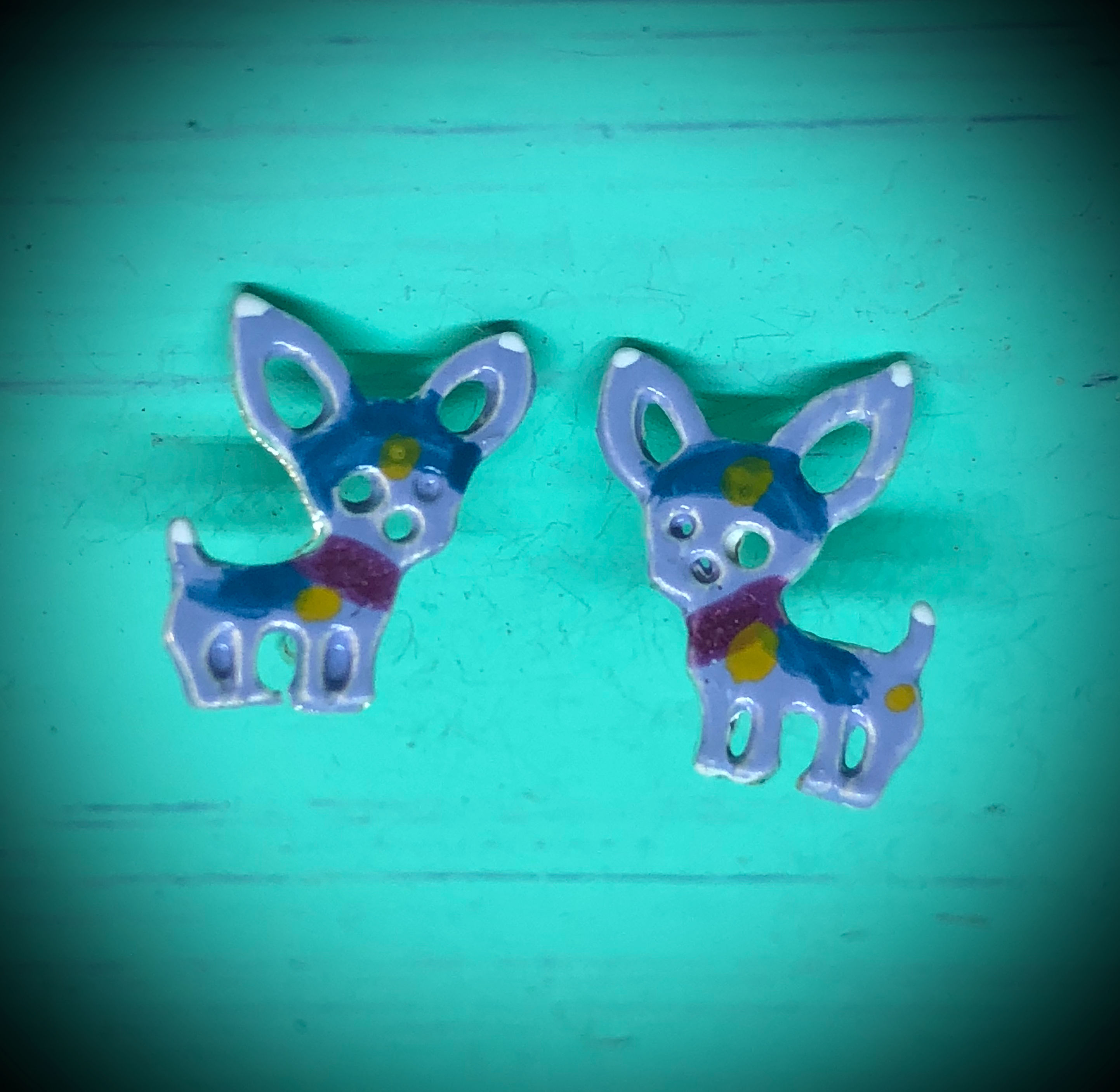 Periwinkle Chi with Blue Face & Band, Purple Collar & Yellow Polka Dots