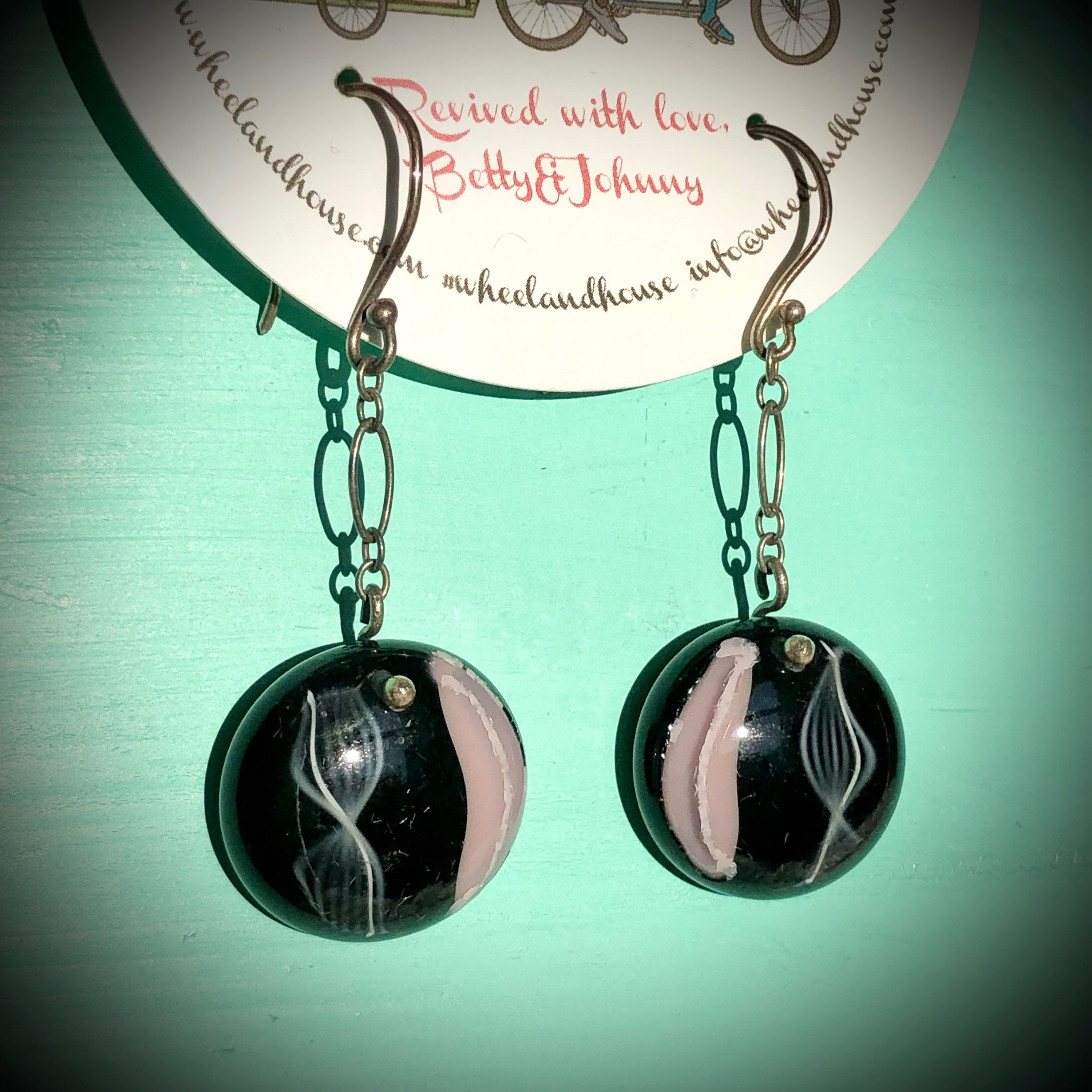 Black & Pink Lacy Earrings