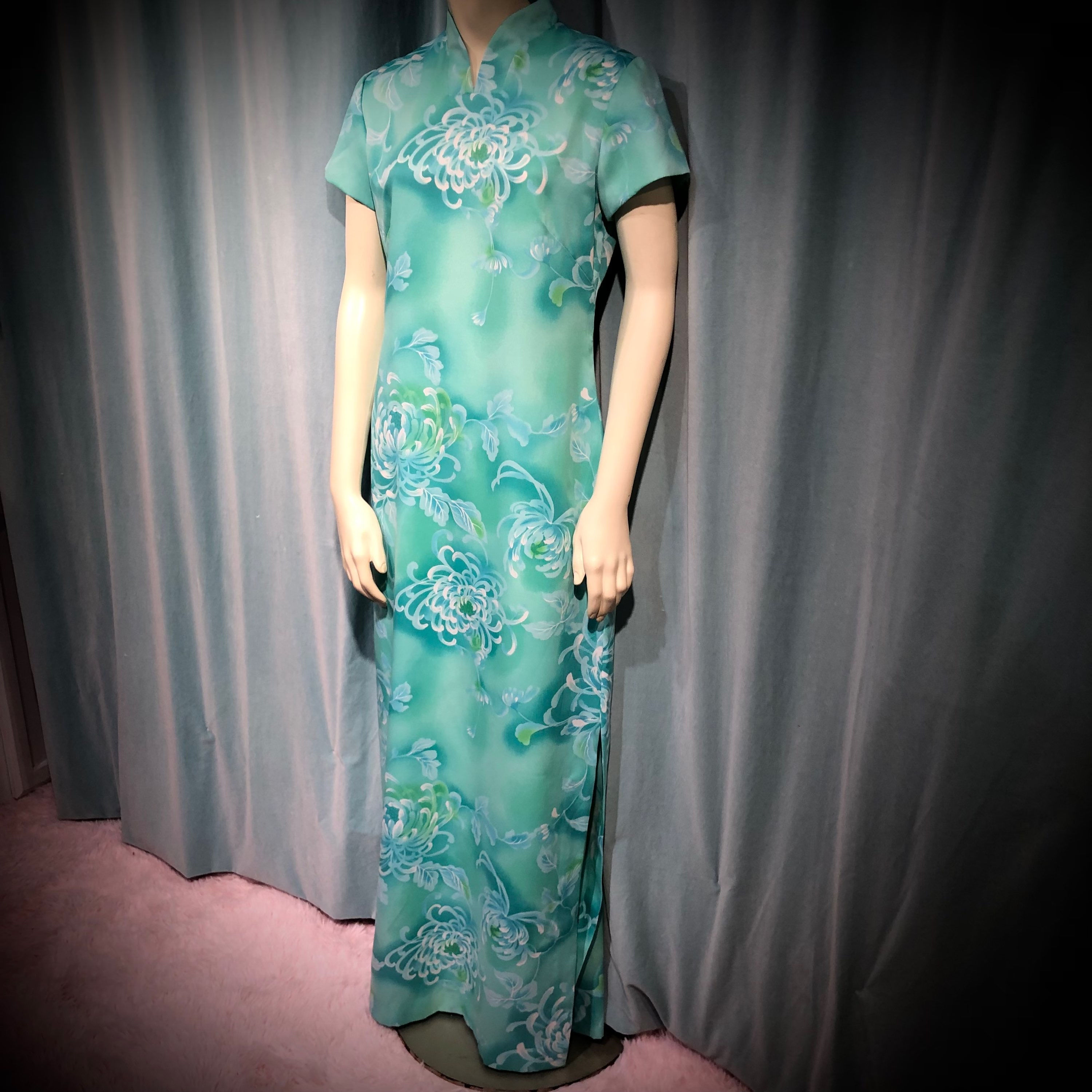 Blue Hawaii Watercolor Floral Dress