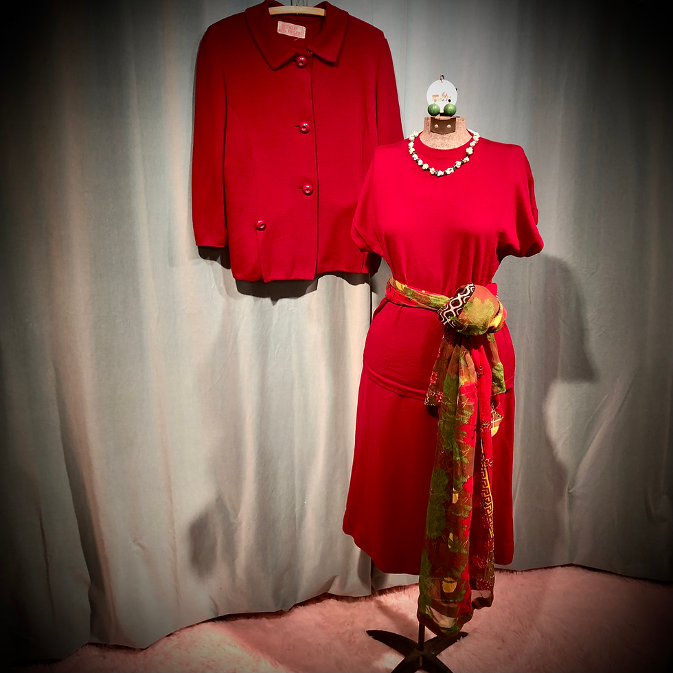 Thumbnail: Floral & Geometric Shawl or Scarf in Red, Green & Yellow