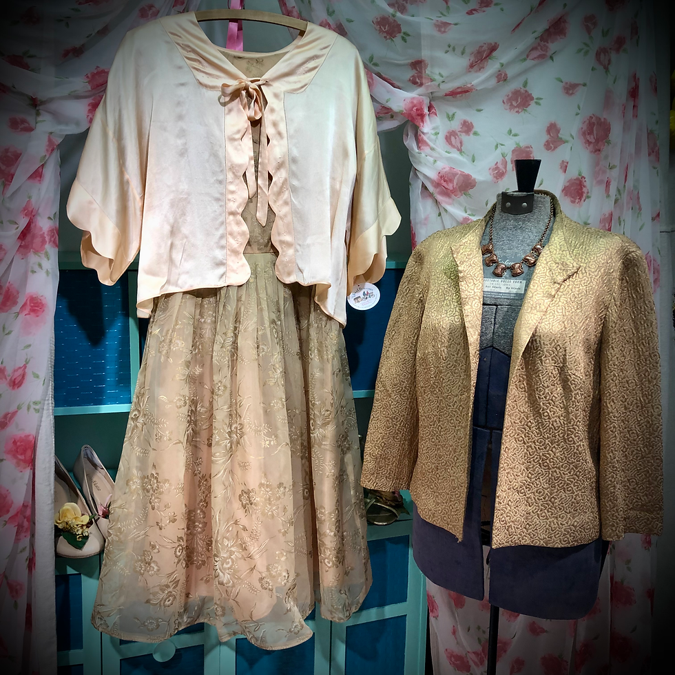 Thumbnail: Ms. Daffodil Dress in Pink Coral & Gold