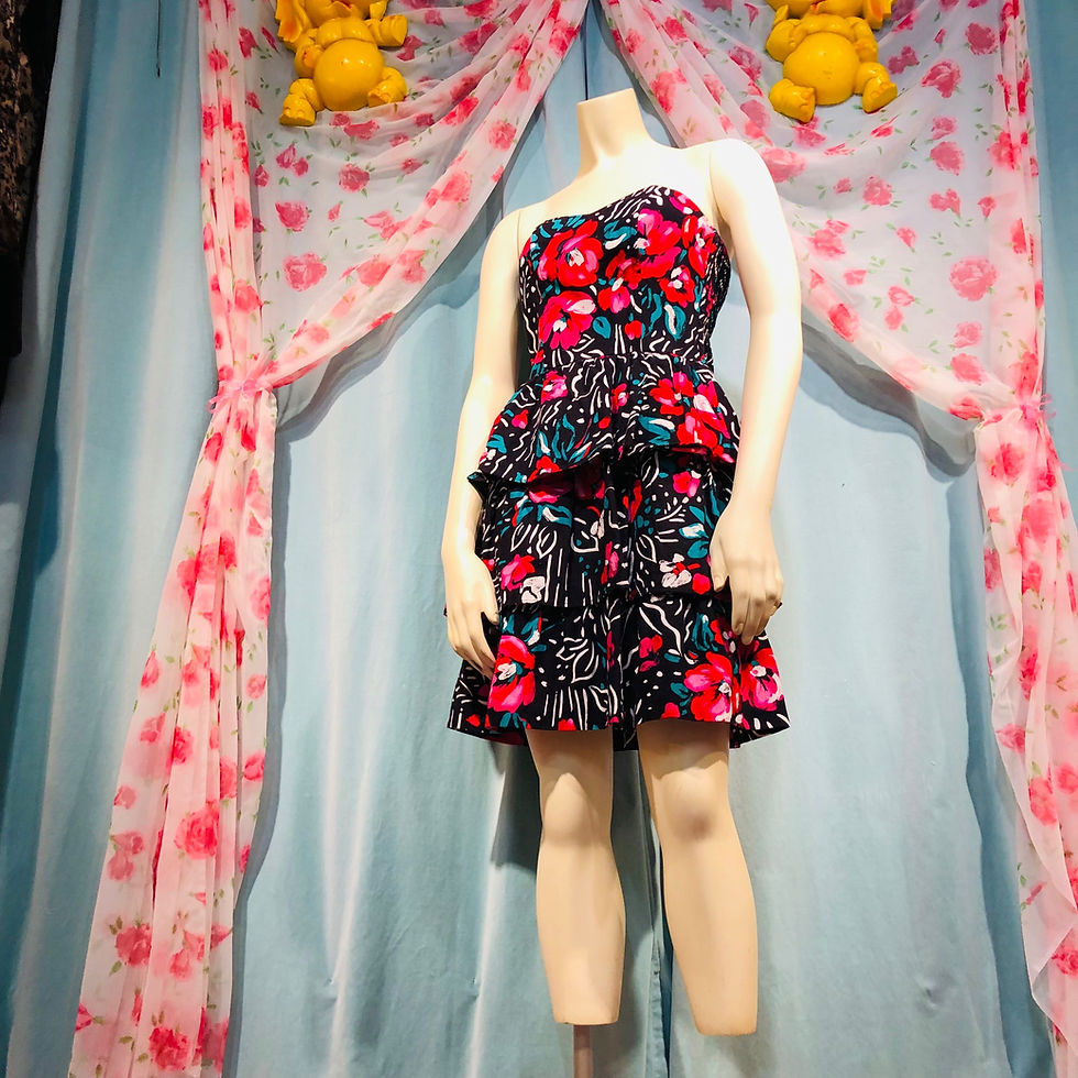 Thumbnail: Black Mini Floral Dress