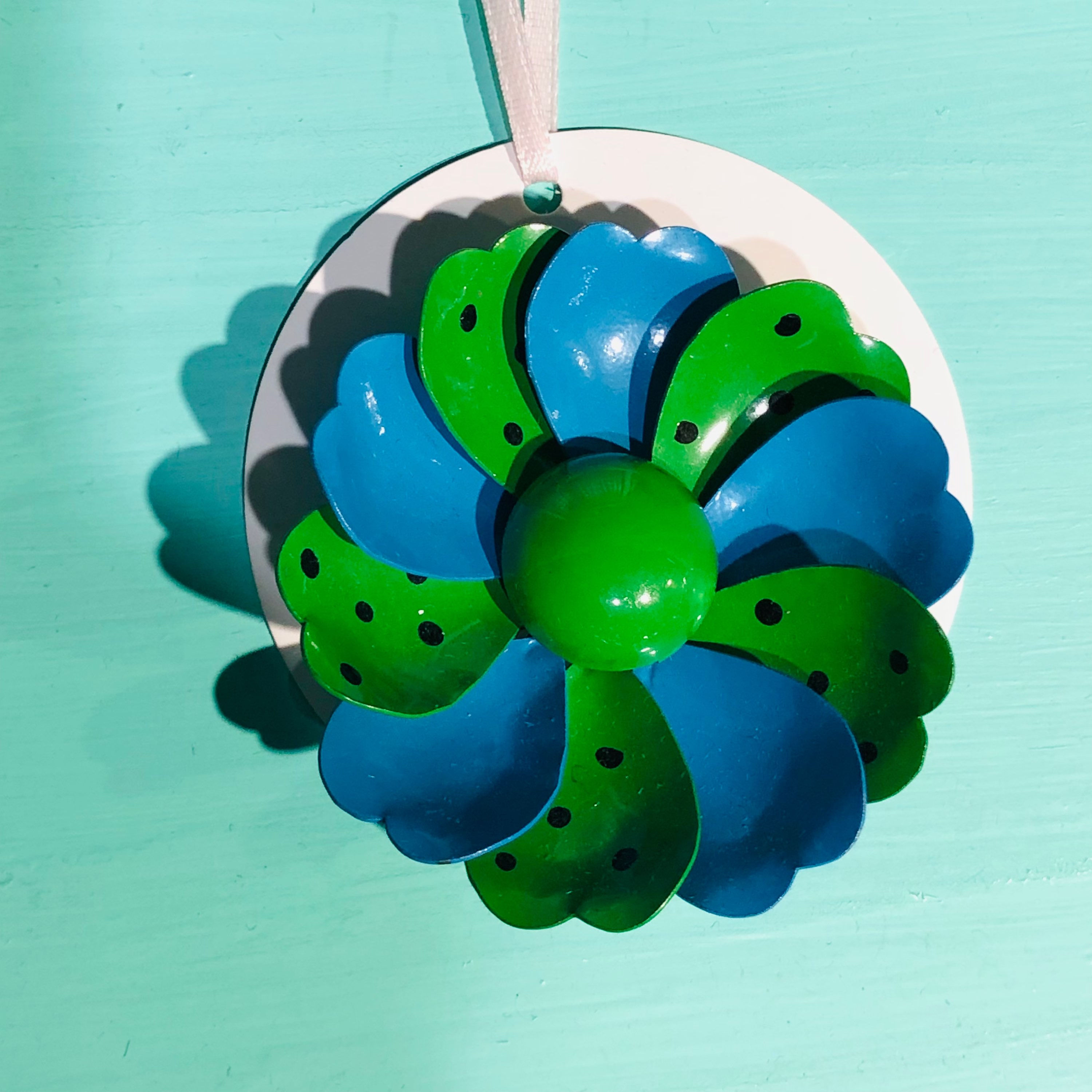 Green & Blue Flower Brooch